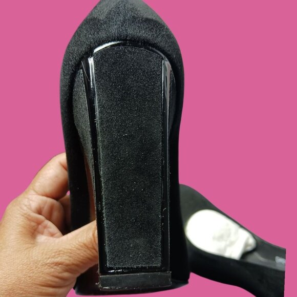 Stuart Weitzman  Suede Cageswoon Heels Round Toe Classic Womens Pumps Black 7.0M - Picture 7 of 16